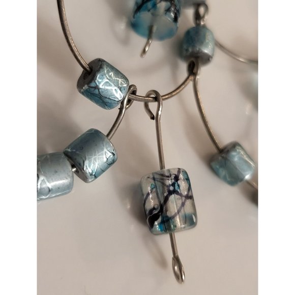 Vintage Cinderella Italian Glass beaded Necklace - Blue Black Sky Silver - Picture 3 of 7